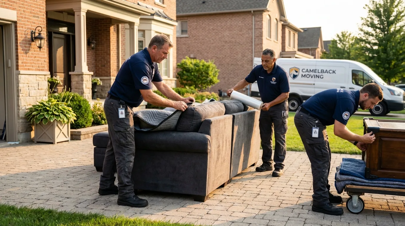 Large estate moving crew wrapping furniture in Harrison, OH