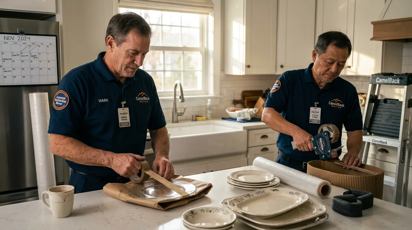 Professional crew packing kitchen dishware in Harrison, OH